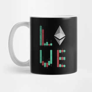 Vintage LOVE Stock Chart Ethereum ETH Coin Valentine Crypto Token Cryptocurrency Blockchain Wallet Birthday Gift For Men Women Kids Mug